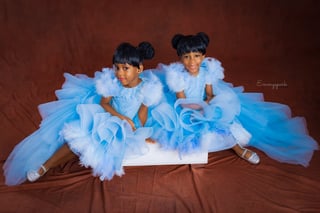 Sisters in matching dresses